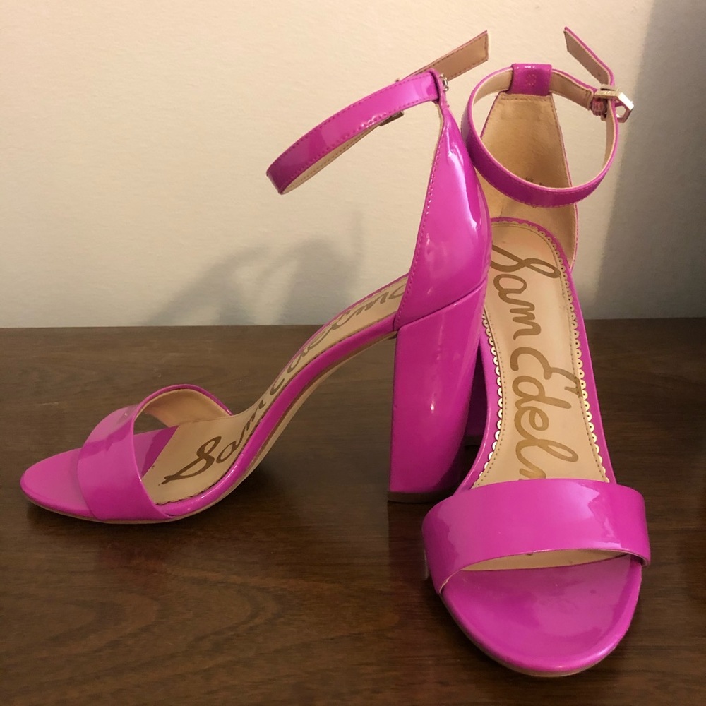 HOT PINK Sam Edelmans - Block Heel + Ankle Strap